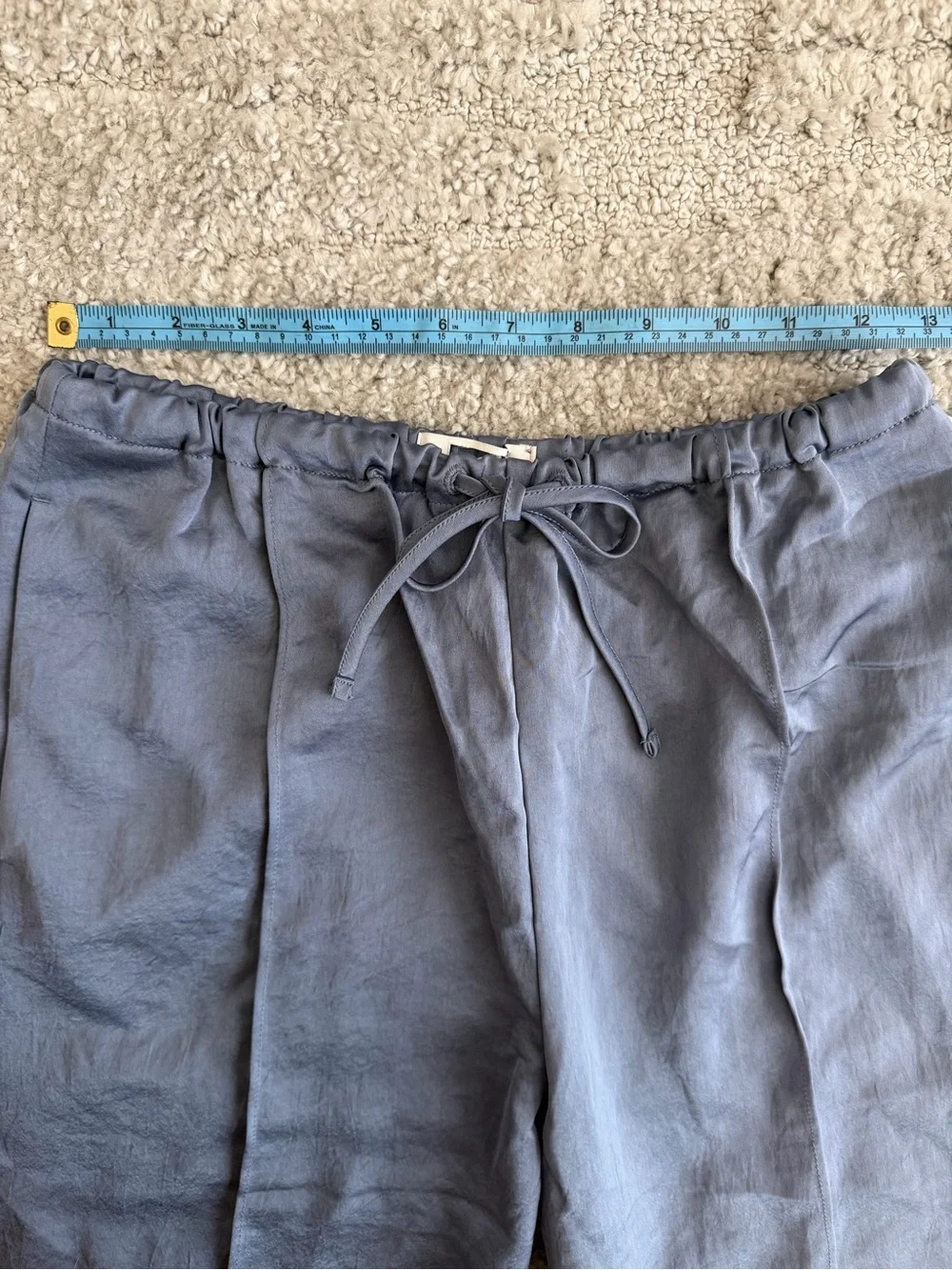 NWT Madewell Size XS Pintucked Slim Satin Pull-On Pants in Sunfaded Indigo